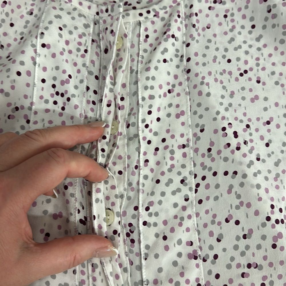 Donna Karan Silk Polka Dot Button Closure Long Sleeve Blouse Size M - Picture 9 of 12